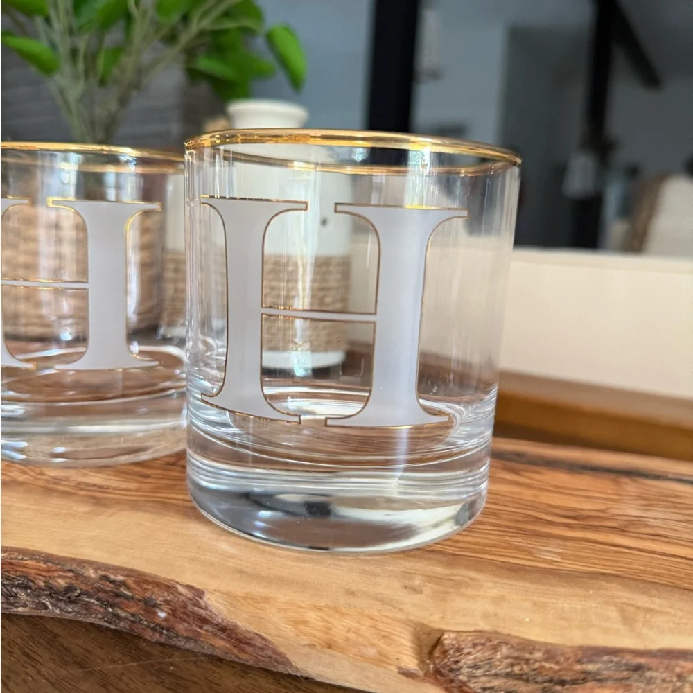 Williams-Sonoma Set of 2 Monogram Double Old-Fashioned Glass, H